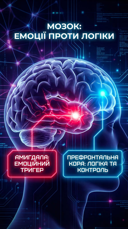 Схема нейробіологічної реакції мозку на фейкові новини