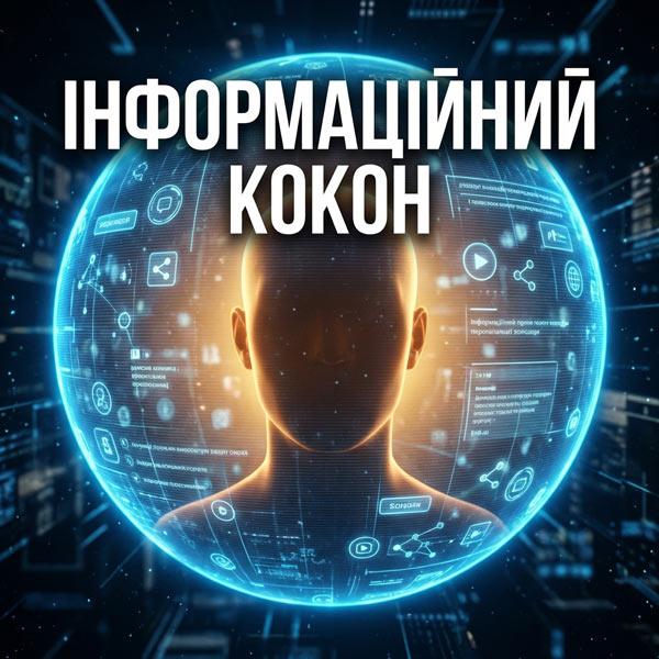 Алгоритмічна бульбашка та інформаційний кокон у соціальних мережах — візуалізація цифрової ізоляції.